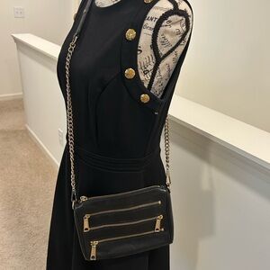 Rebecca Minkoff Black Crossbody Bag with Gold Zippers